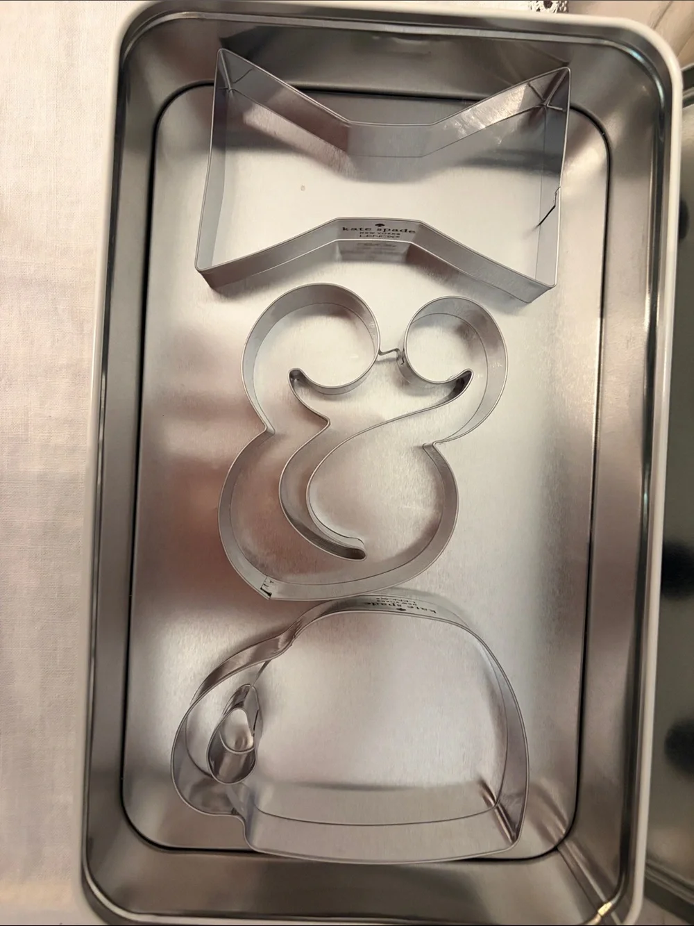 Kate Spade Metal Cookie Cutter Set with Storage Tin - Silver